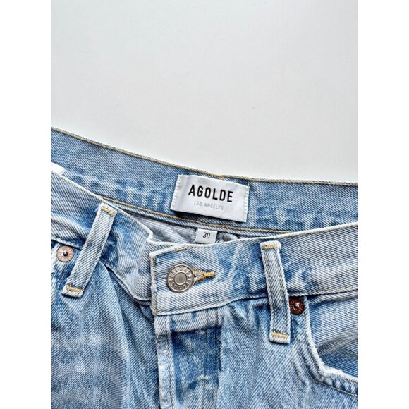 AGOLDE Parker Long Swapmeet High Rise Denim Cut Off Shorts, Size 30 - Picture 11 of 13
